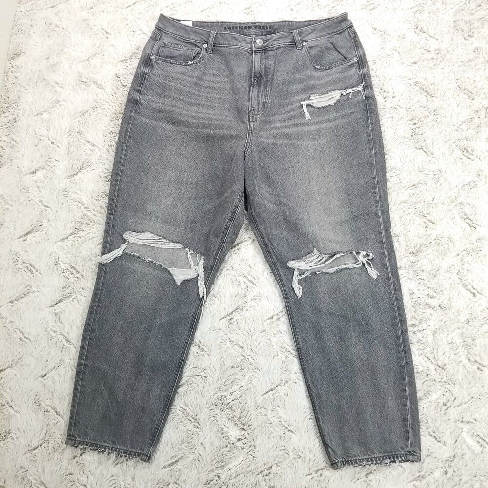American Eagle Outfltters Jeans Womens 20 Regular Gray Mom Jean Light Wash Denim
